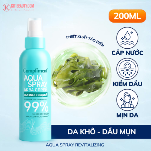Xịt Khoáng Compliment Nga Aqua Spray 200ml - Cấp Ẩm Tức Thì, Làm Dịu Da Khô và Nhạy Cảm
